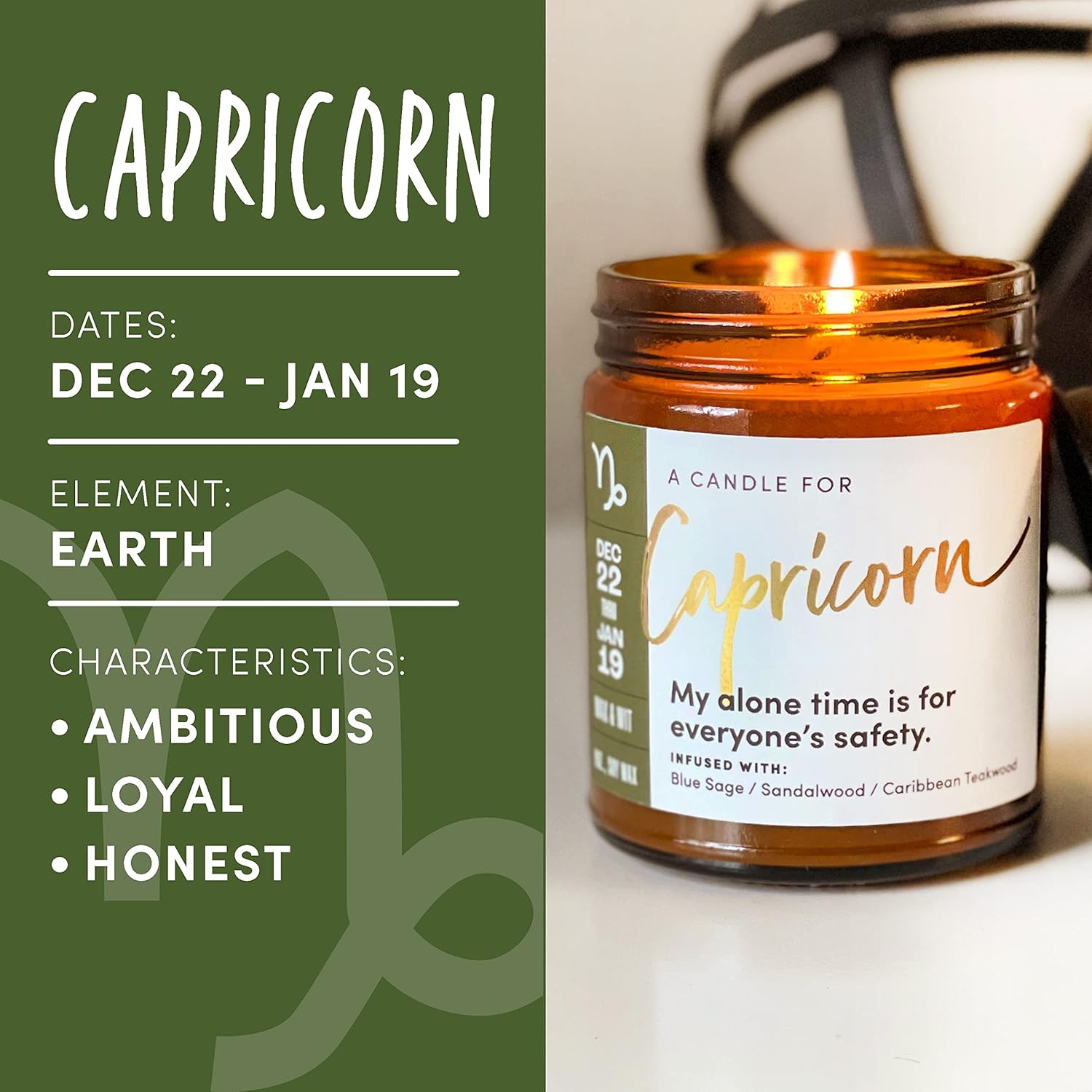 Capricorn Gifts For Women, Astrology Gifts For Women, Capricorn Candle, Zodiac Gift, December January Birthday Gift For Woman, Zodiac Candles, Astrology Candle - 9Oz