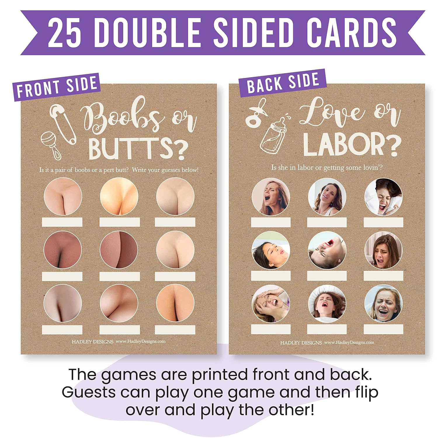 Baby Shower Games For 25 Guests - Hilarious Baby Shower Game, Funny Babyshower Game Girl Boy Gender Neutral, Rustic Kraft Gender Reveal Games, Made In Usa