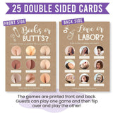Baby Shower Games For 25 Guests - Hilarious Baby Shower Game, Funny Babyshower Game Girl Boy Gender Neutral, Rustic Kraft Gender Reveal Games, Made In Usa