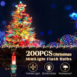 200 Pcs Twinkle Replacement Bulbs, 2.5 Volt Clear Incandescent Bulbs Christmas Tree String Light Bulb With Base For Indo