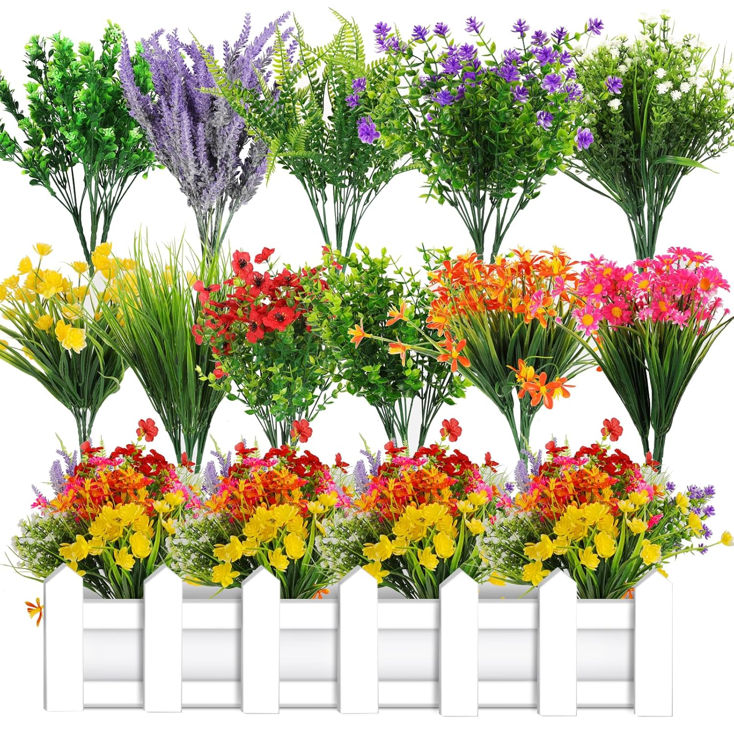 36 Bundles Artificial Plants Flowers Outdoor Spring Decoration Faux Flowers For Outdoor Planters Fake Wildflowers Faux Flowers Bulk For Hanging Planter Home Wedding Spring Summer Decor