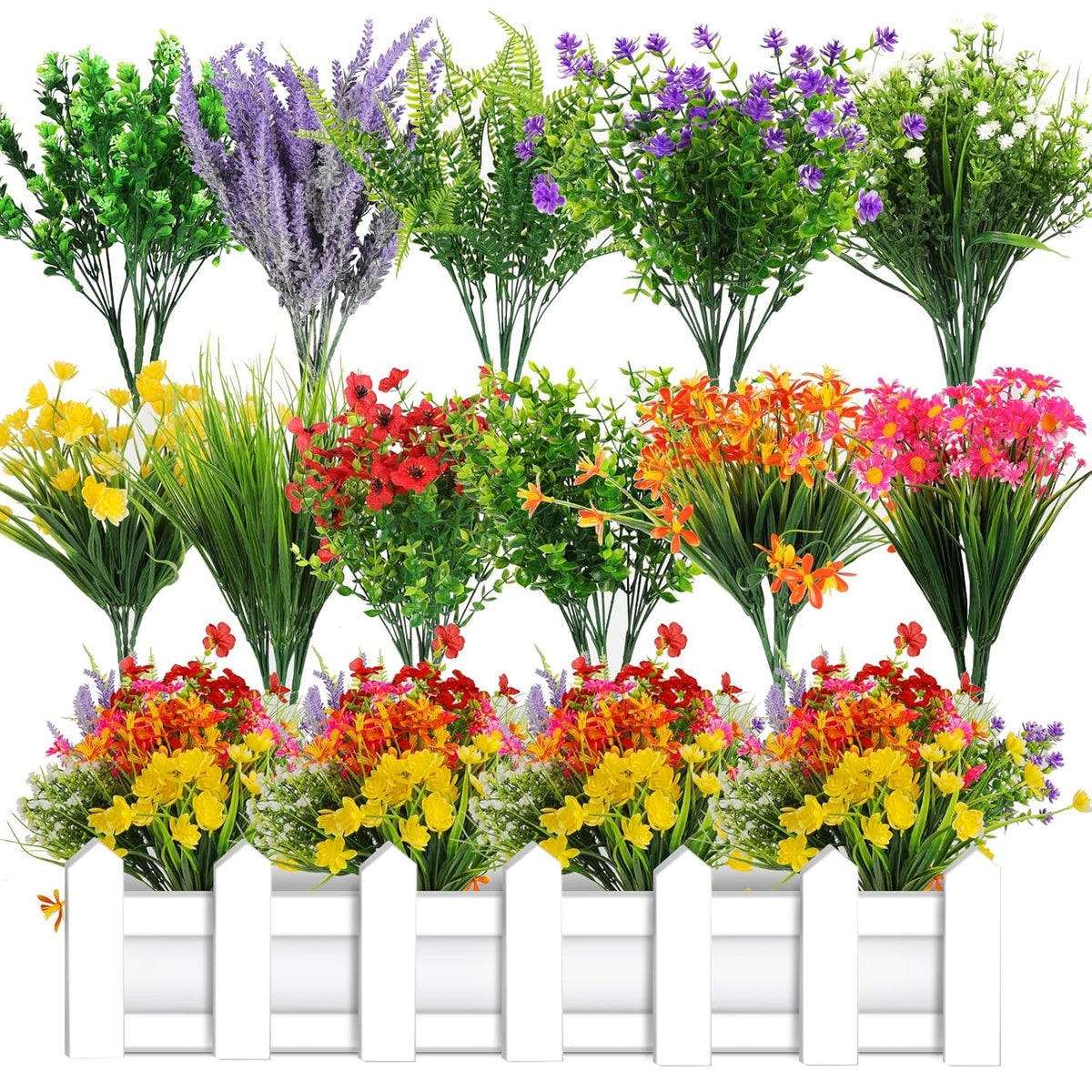 36 Bundles Artificial Plants Flowers Outdoor Spring Decoration Faux Flowers For Outdoor Planters Fake Wildflowers Faux Flowers Bulk For Hanging Planter Home Wedding Spring Summer Decor