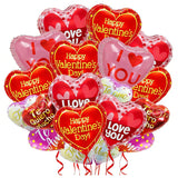 36Pcs Happy Valentine'S Day Balloons - Red Pink Heart I Love You Balloons For Valentines Day Decorations, Mix 18'' 18Pcs English & 10'' 18Pcs Spanish Foil Balloon For Romantic Photo Props, 6 Designs