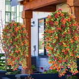 12 Pcs Fall Artificial Hanging Flowers Plants For Outdoor Decoration Fake Silk Mums Uv Resistant Daisy Look Real Autumn Violets With Eucalyptus Trailing Vines Porch Patio Yard Garden Balcony