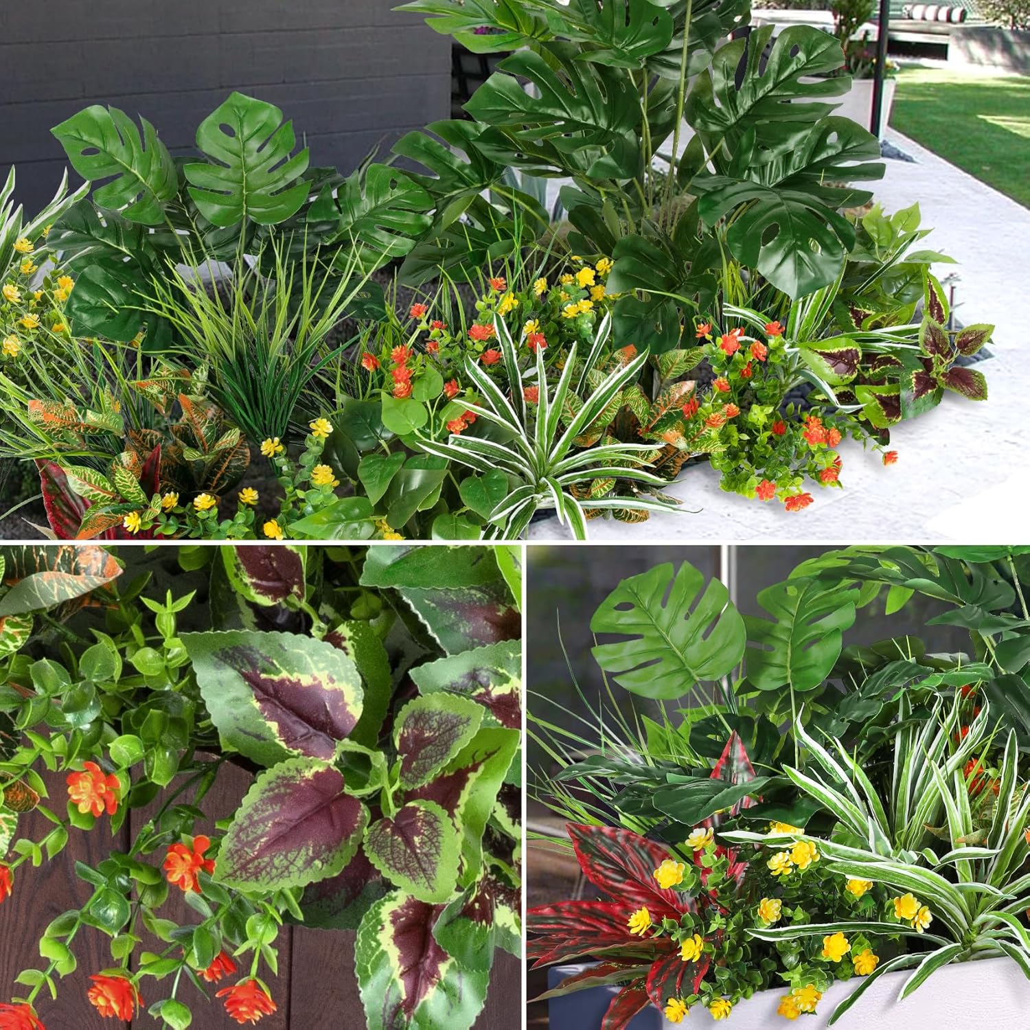 18 Pcs Artificial Plants Outdoor, Fake Boxwood Plants Uv Resistant Artificial Flowers Greenery Stems Faux Shrubs For Indoor Outdoor Porch Patio Garden Spring Summer Home Decor