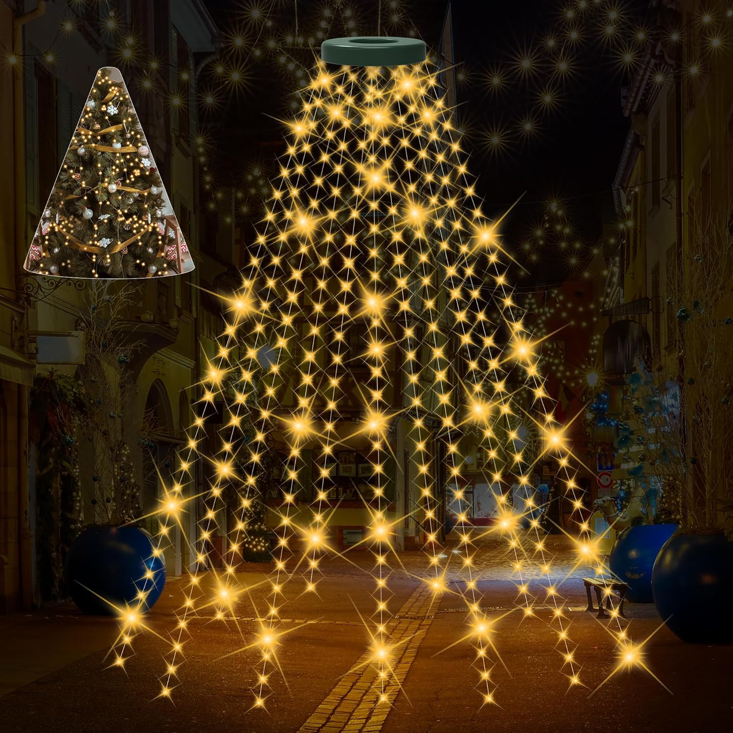 Christmas Tree Lights, 400 Led Christmas Light With 8 Light Modes & Memory Function, 8.2Ft X 16 Lines String Lights With