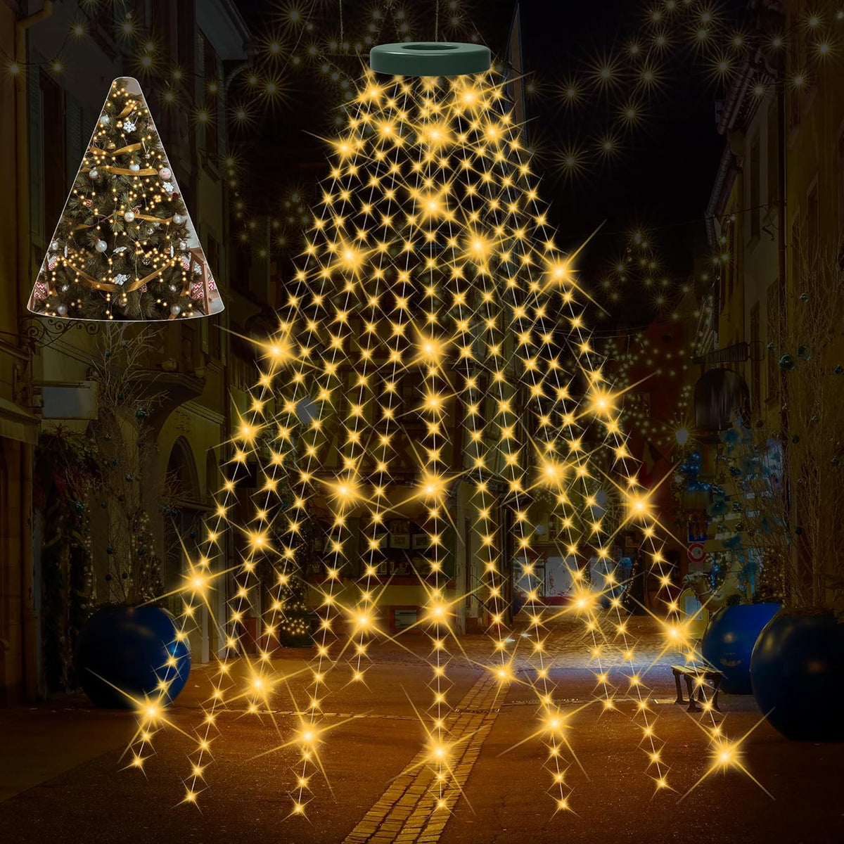 Christmas Tree Lights, 400 Led Christmas Light With 8 Light Modes & Memory Function, 8.2Ft X 16 Lines String Lights With