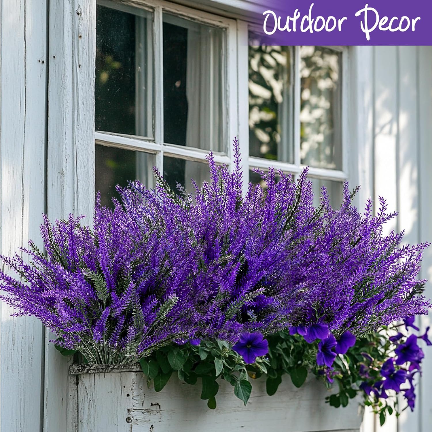 Artificial Lavender Flowers - 9 Pcs Faux Lavender Plant Artificial Fake Plastic Purple Flowers For Home Room Window Wedding Garden Table Centerpieces Vase Outdoors Indoor Decor