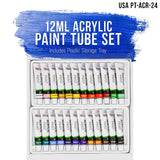24 Color Professional Acrylic Paint Set In 12Ml Tubes - Art Painting Supplies For Adults, Artists, Students, Beginners - Canvas Portrait Paintings
