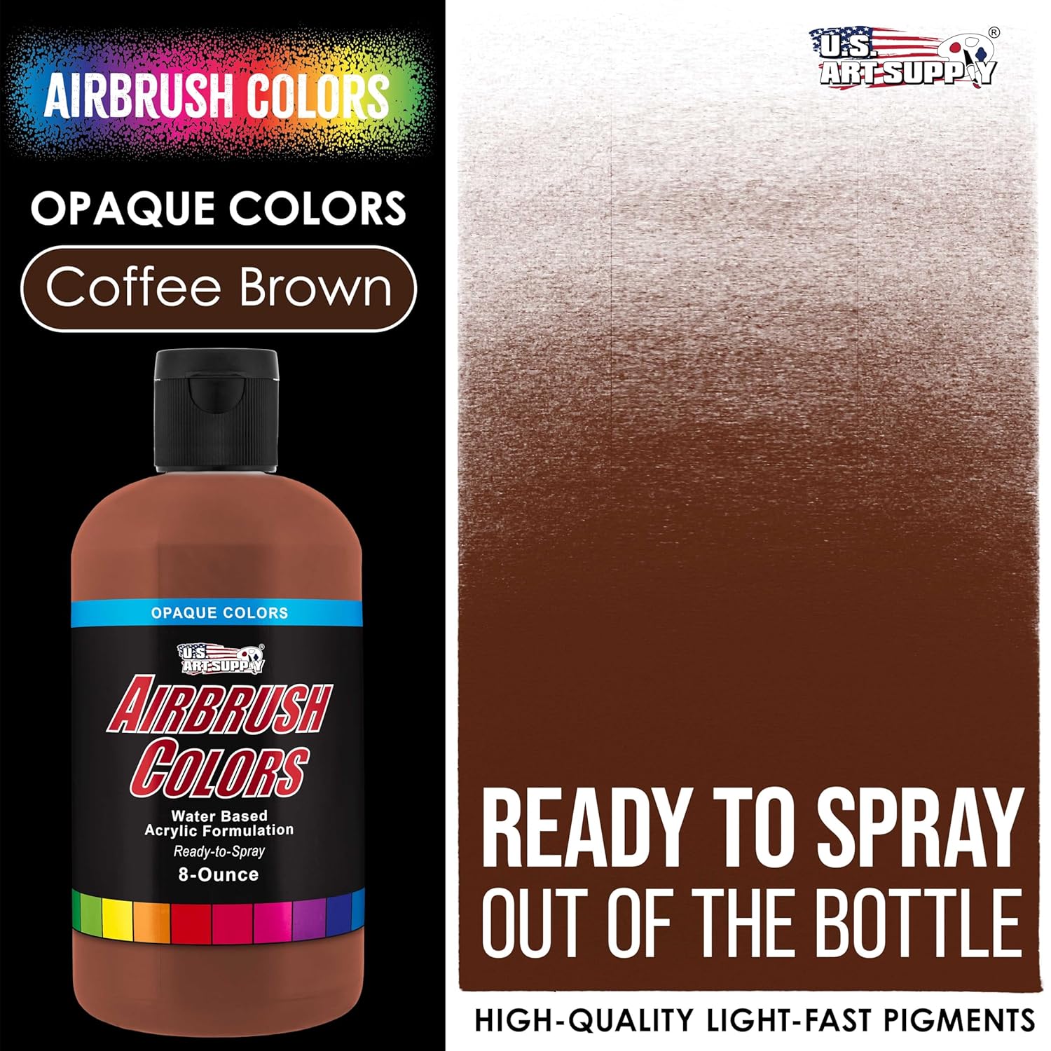 Opaque Coffee Brown Acrylic Special Effects Airbrush Paint - 8Oz Ready To Spray Air Brush Paint For Nails, Models, Fabric - Water-Based Air Brush Painting