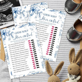 Toile Baby Shower Games, Mommy Or Daddy Game, Fun Baby Shower Party Supplies Decorations, Baby'S Announcement, Gender Neutral, 25 Blue Elephant And Bow Theme Games Cards-C05
