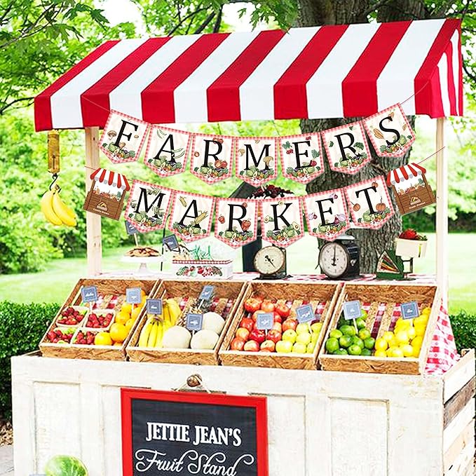 Farmers Market Birthday Party Banner, Vegetable Farmer'S Party Decorations For Kids Produce Stand Baby Shower Farmer'S Market Photo Backdrop