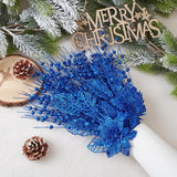 24 Pack Christmas Tree Ornaments - Artificial Flowers Glitter Berry Stems Christmas Floral Picks Branches For Xmas Tree Decorations Vase Filler Holiday Wedding Party Home Decor (Blue)