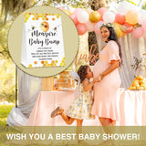 Bee Baby Shower Party Game Measure Baby Bump Self-Standing Sign With 50 Cards, Mommy To Bee Themed Card Honeycomb Bumble Bee Baby Shower Decor, Baby Gender Reveal Party Game(5"X7") - Bump-C01