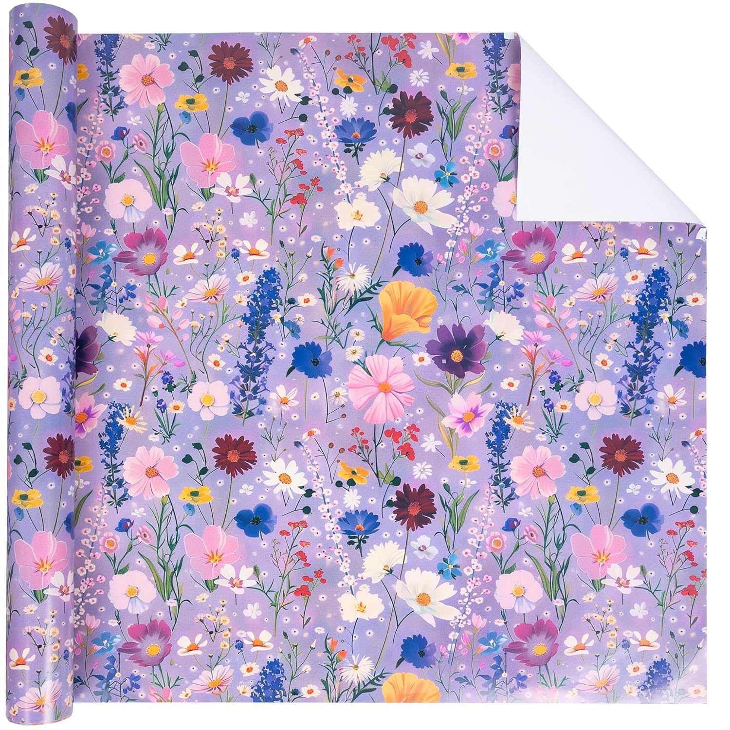 Wildflower Wrapping Paper Roll For Her Mom Women Girls - Floral Design Gift Wrap For Birthday Wedding Holiday Bridal Shower Mothers Day Spring Summer(Total 28.5Sq.Ft)