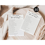 50 Who Knows The Bride Best (50-Cards) Fun Wedding Shower Decorations Engagement Party Rehearsal Dinner Game Activity, How Well Do You Know The Bride, Minimalist Script