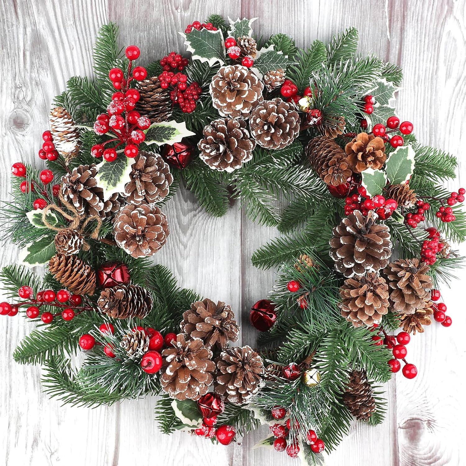 36 Pcs Artificial Christmas Pine Picks Christmas Berries Artificial Stem With Pinecones Apples Bells Christmas Flower Picks For Christmas Tree Wreath Arrangement Winter Holiday Decor