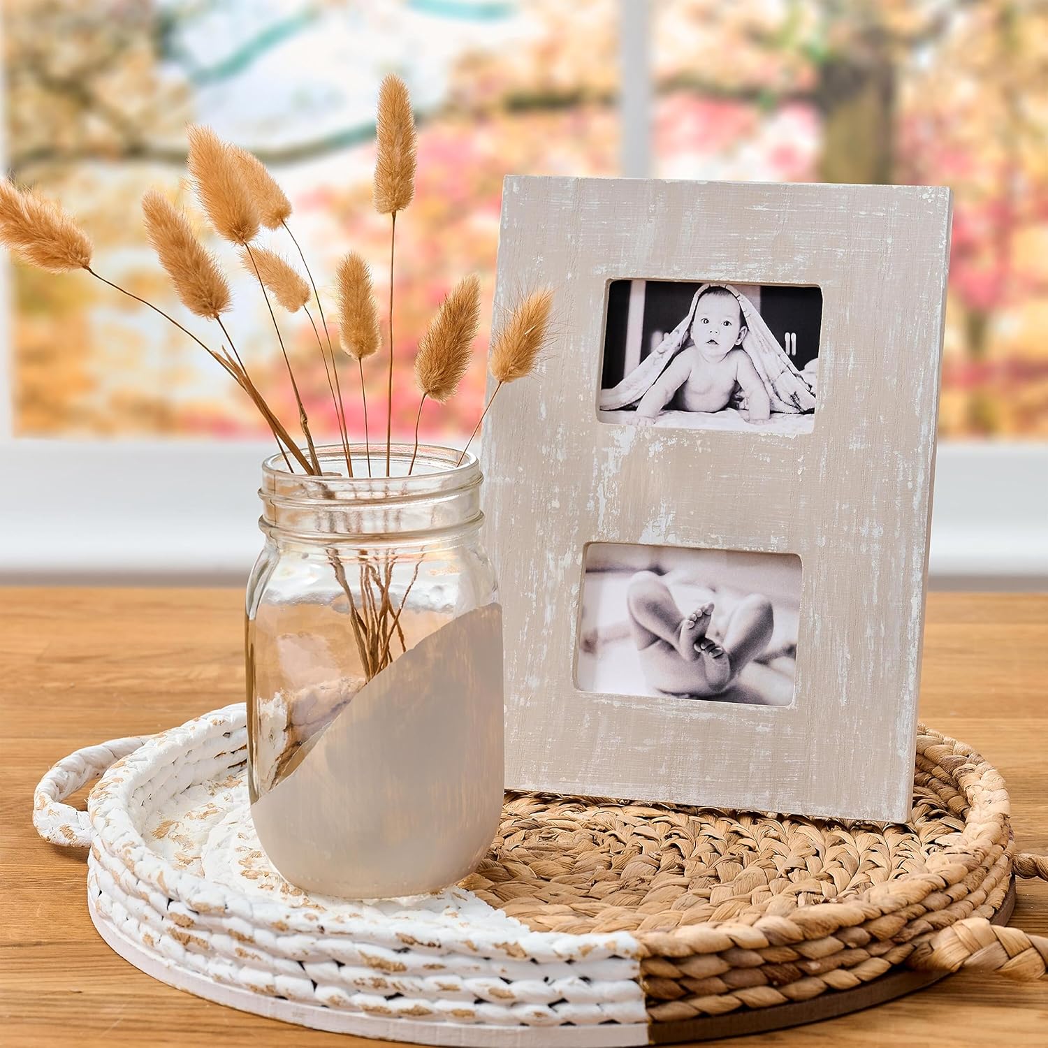 FolkArt Home Décor Chalk 8 fl oz White & Tan Kit, Includes 2 Ultra Matte Acrylic Craft Paints and 2 Piece Combo Brush Set, 96417