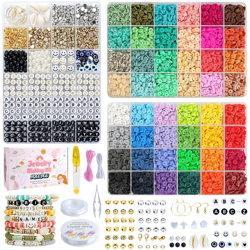 Bracelet Making Kit 3 Boxes - 11000Pcs Clay Beads Kit - 48 Fashion Col