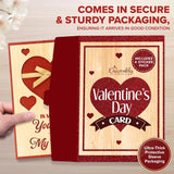 Glittery 5X7In Handmade Individual Wood Valentine Card For Husband Or Wife With Die-Cut Hearts & Ribbon, With Envelope & Stickers For Loved Ones, Printed Message Inside, Gifting & Mailing