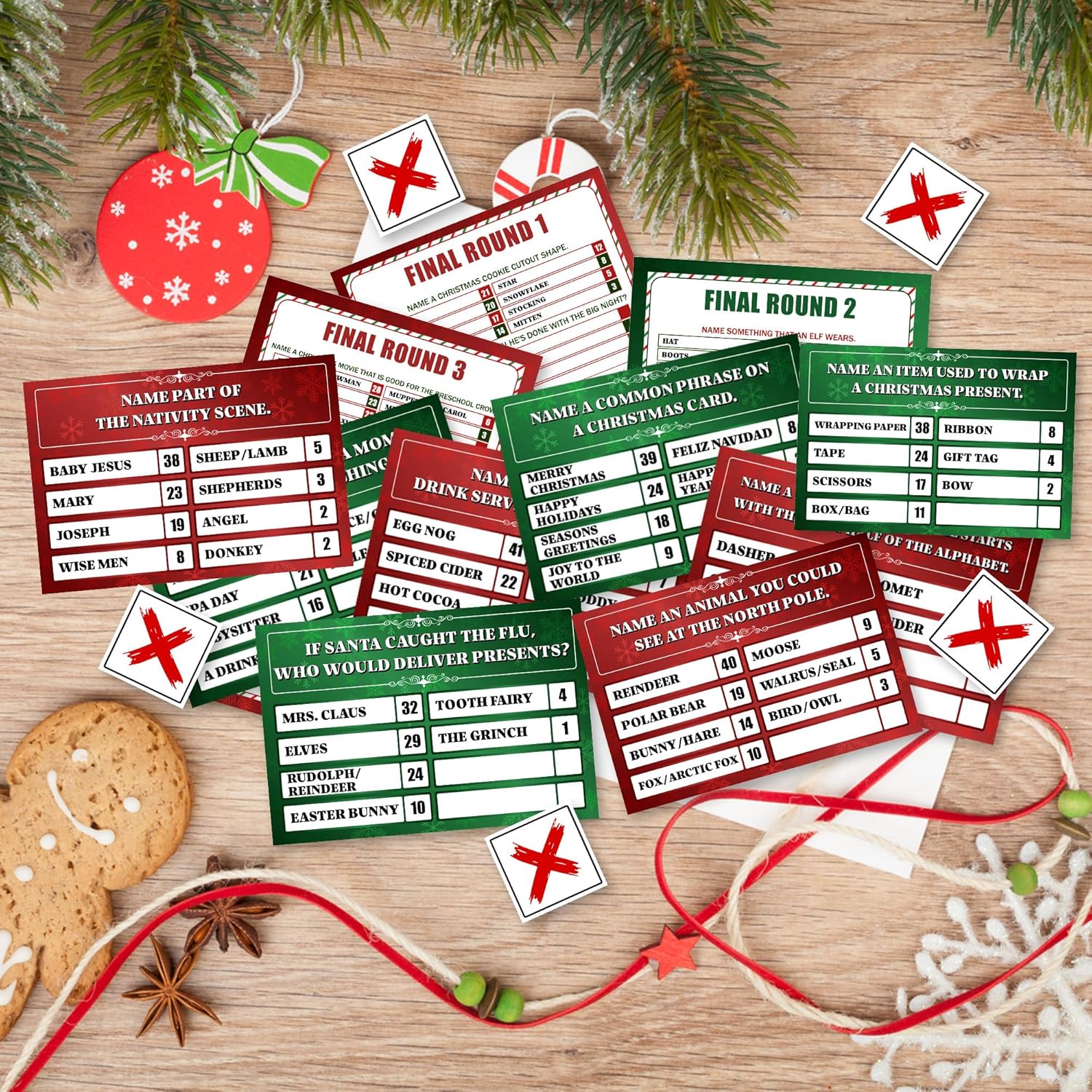 Christmas Family Feud Game, Friendly Quiz Games For Family Large Groups Adults Staff Office Team Building, Xmas Gifts Holiday Party Game And Activity Supplies -003