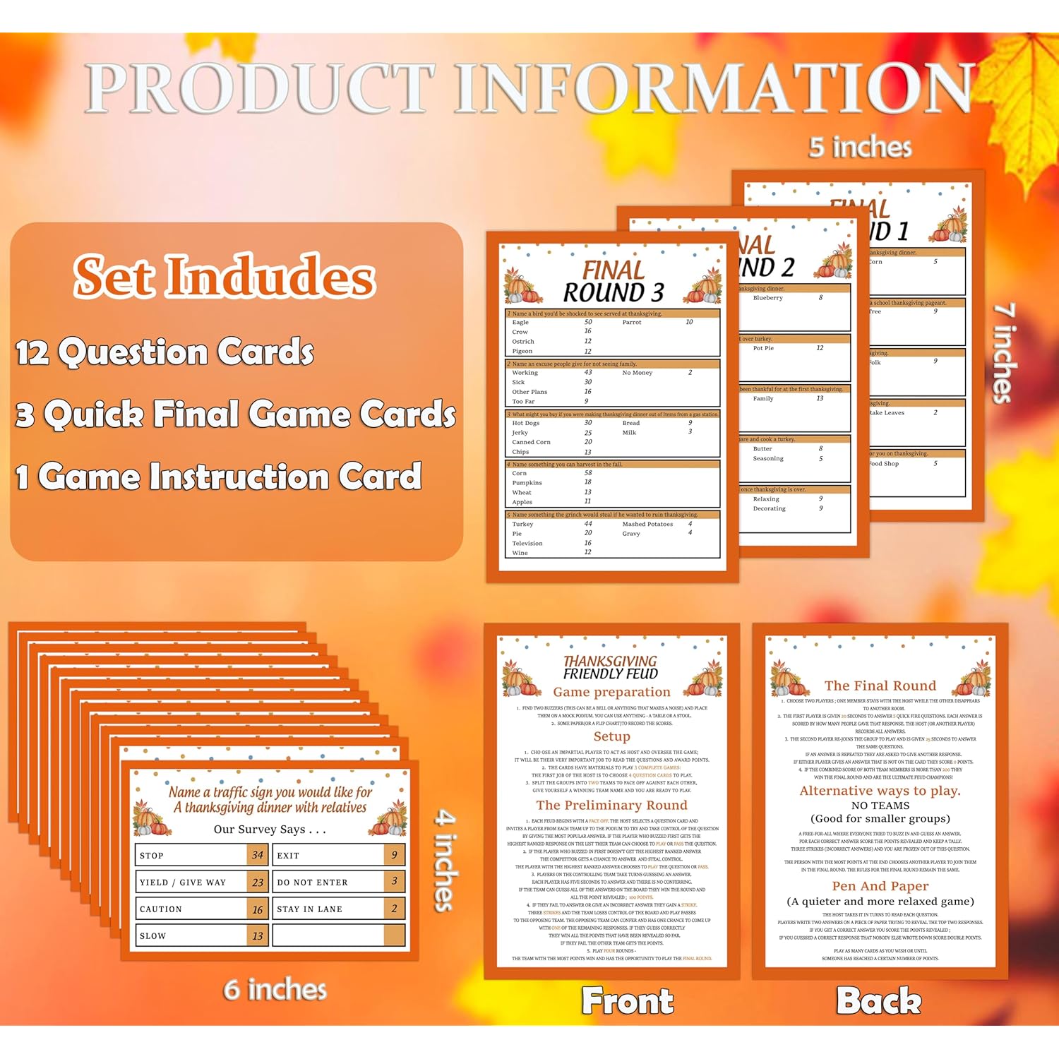 Thanksgiving Friendly Feud Game, Family Friendly Quiz, Family Game Night, Feud Trivia Quiz, Thanksgiving Trivia For Holiday Party, Fall Party Supplies - Egj01