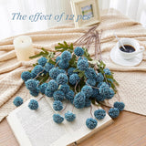 Dusty Blue Flowers, Faux Silk Mini Chrysanthemum Stems, 6Pcs Fake Mums Artificial Flowers For Diy Wedding Centerpieces Arrangements And Floral Crafts