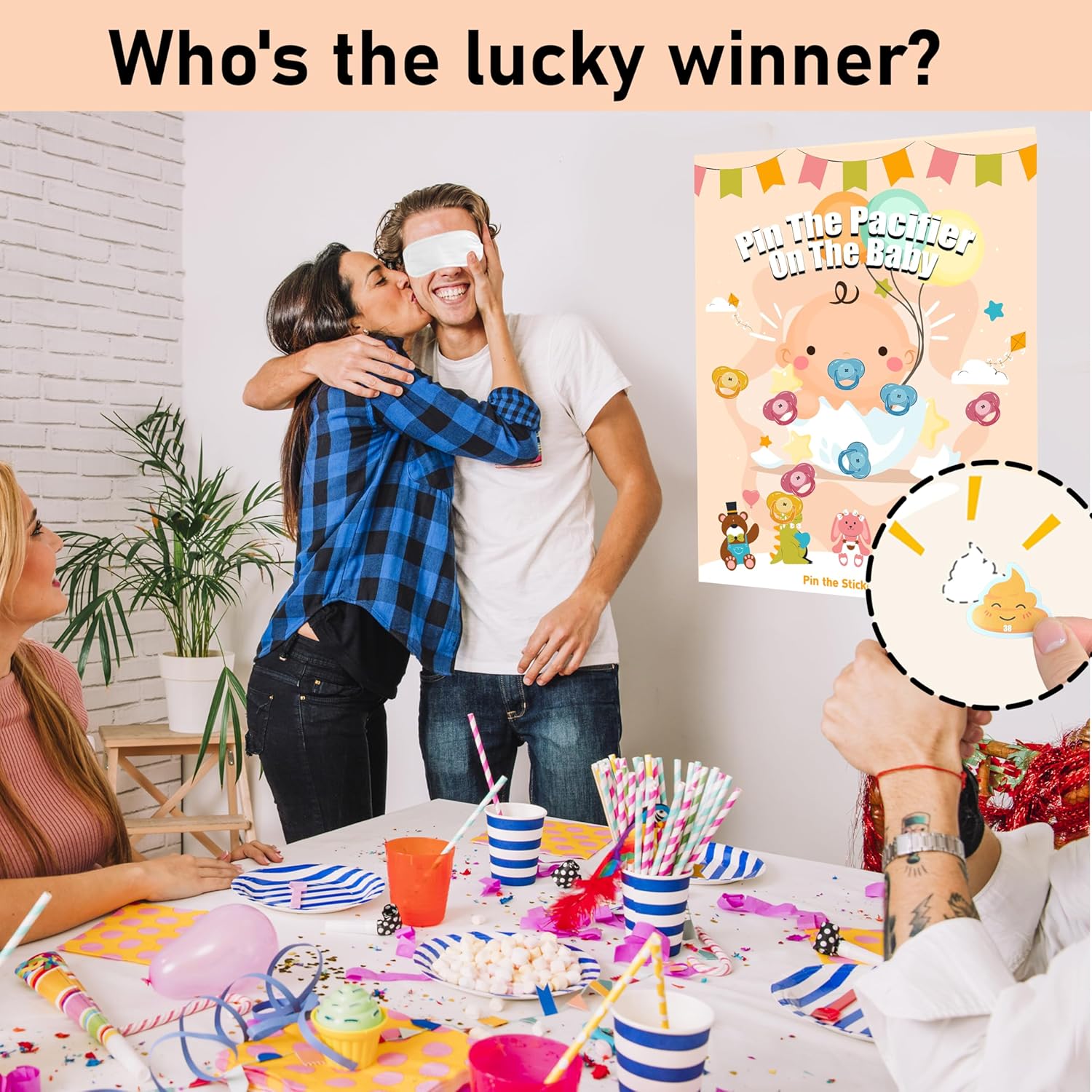 Baby Shower Games Party Favors, Pin The Pacifier On The Baby Games, Babyshower Favors Birthday Party Supplies For Girl Boy - 48 Guests