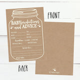 Baby Shower Games For 25 Guests - Kraft Prediction Cards For Baby Shower Advice Cards For New Parents, Boy Girl Gender Neutral Mason Jar Gender Reveal Games, Made In Usa