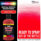 Transparent Bright Red Acrylic Special Effects Airbrush Paint - 8Oz Ready To Spray Air Brush Paint For Nails, Models, Fabric - Water-Based Air Brush Painting