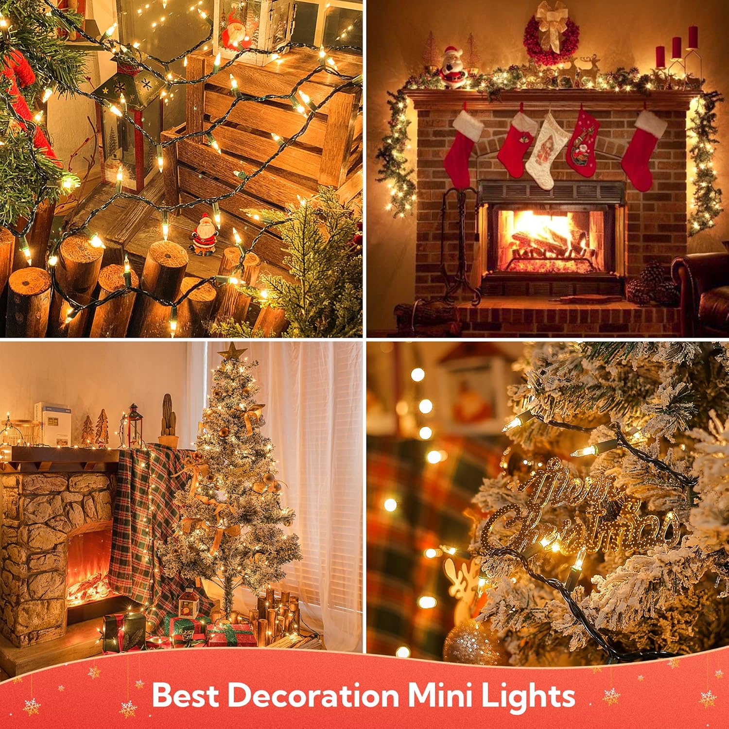 White Christmas Lights,100 Count Clear Mini Lights Incandescent Christmas Tree String Lights, Connectable For Christmas