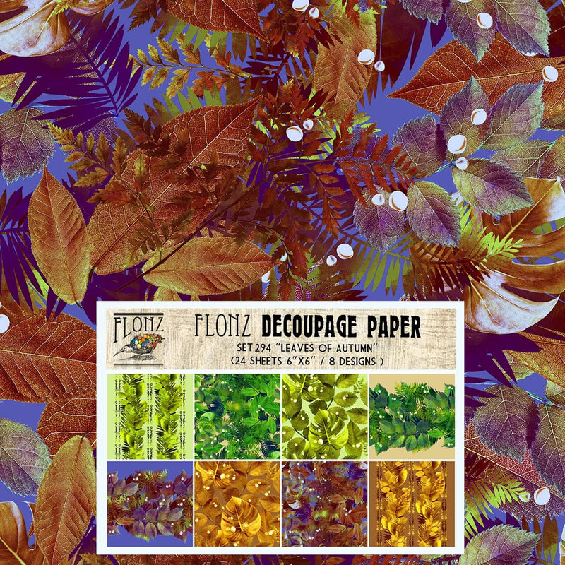 Decoupage Paper Pack (24 Sheets 6"X6") Leaves Of Autumn # Vintage Styled Patte