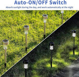 12 Pack Stainless Steel Solar Pathway Lights IP44 Waterproof Auto On Off Cold White Garden Lights