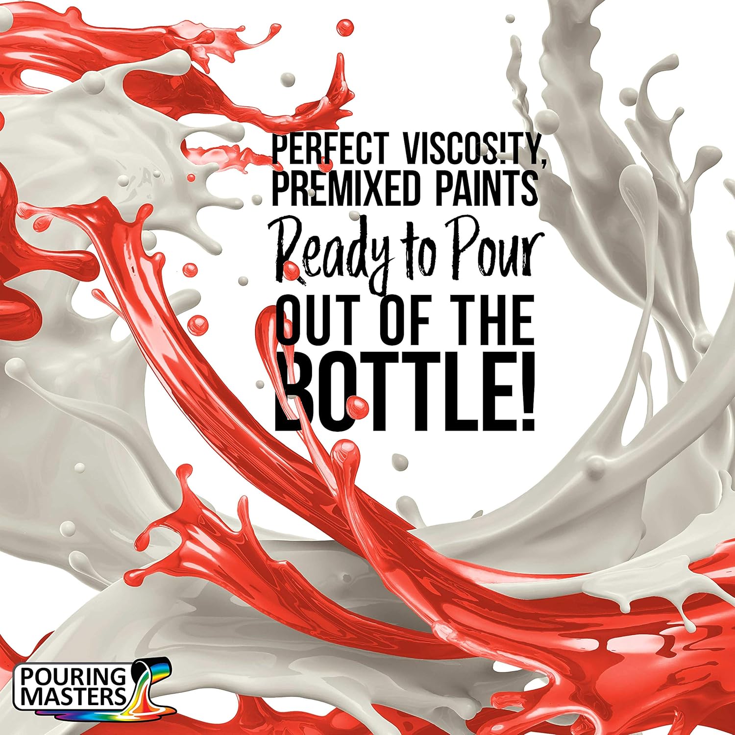 Pouring Masters Hot Tamale Red Ready To Pour Acrylic Pouring Paint - Premium 64-Ounce Pre-Mixed Fluid Acrylic Paint - Fluid Art Supplies For Canvas, Wood, Paper, Tile & Rocks