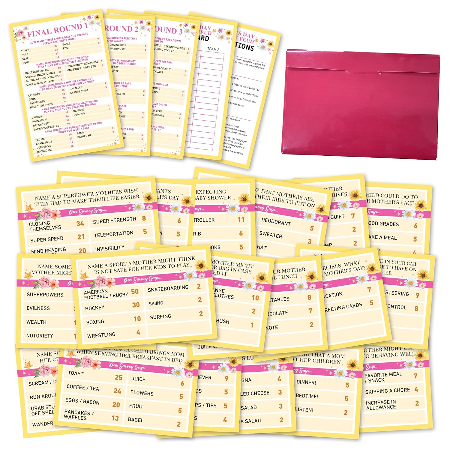 Mother'S Day Feud Games, Family Party Game Cards, Mother'S Day Games For Family Friend, Friendly Feud Game For Groups, Decorations Supplies Favors?06