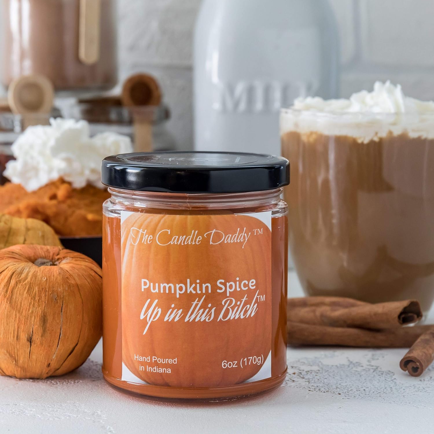 Pumpkin Spice Up In This Bitch- Fun & Funny Halloween Scented Candle - 6 Ounce Jar - Hand Poured In Indiana