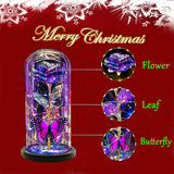 Valentines Rose Flowers Gifts For Her Women Mom Wife,Galaxy Crystal Light Up Purple Rose In Glass Dome Rose Gifts For Mom Girlfriend,Valentines Day Gifts For Her?Butterfly Birthday Gifts For Women