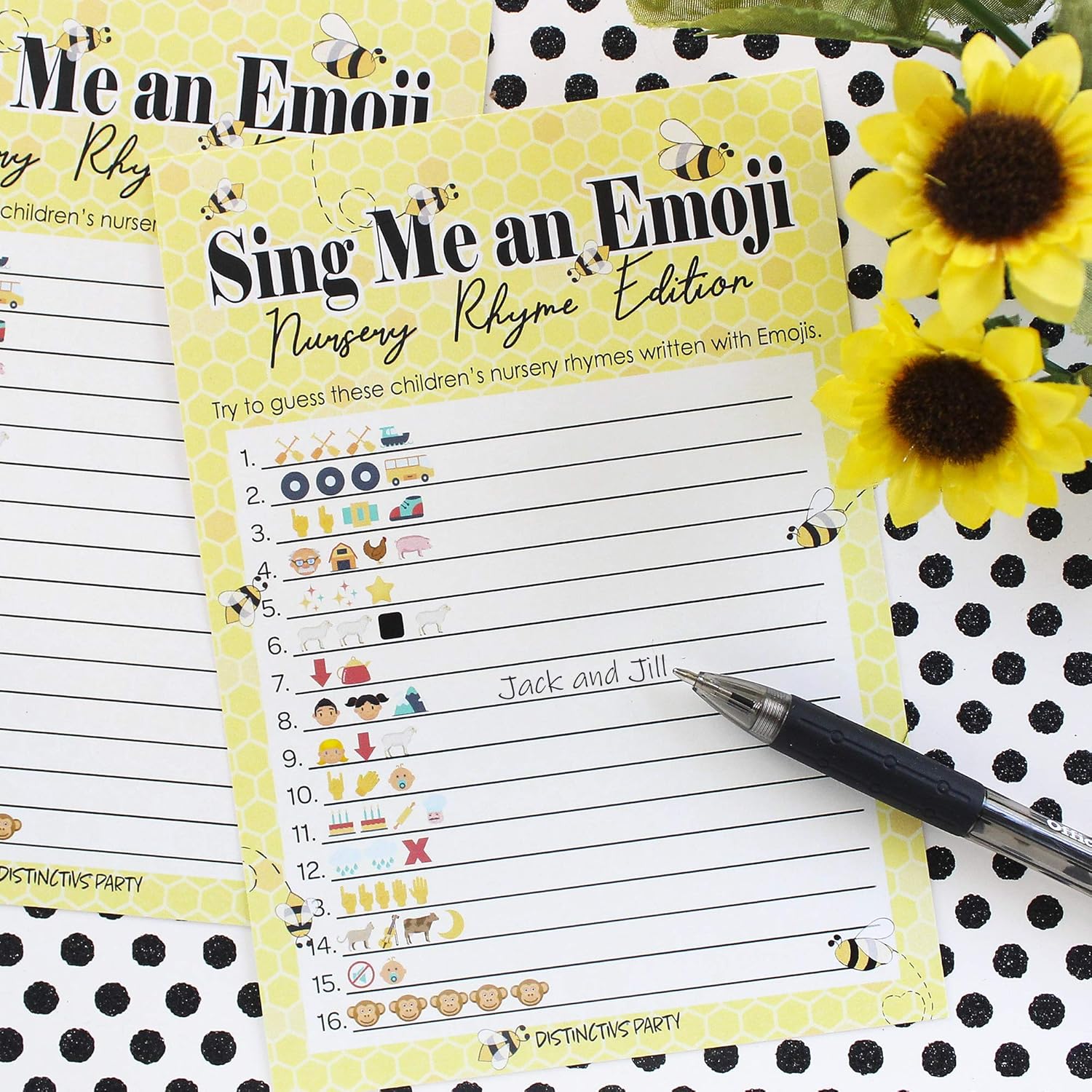 Bumble Bee Baby Shower Games, Nursery Rhyme Emoji Game Cards - 20 Count, What Will Baby Bee Gender Reveal Games