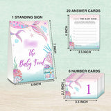 Find The Baby Food Party Games, Mermaid Baby Shower Game Set (1 Standing Sign + 20 Answer Cards + 6 Number Cards), Under The Sea Name The Food Game, Party Favors Decorations(08)