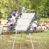 Wedding Arch Flowers Pack Of 2 Artificial Silk Large Flower Swag Purple Welcome Sign Floral Swag Reception Backdrop Floral Decor For Wedding Party Ceremony (Lilac & White)