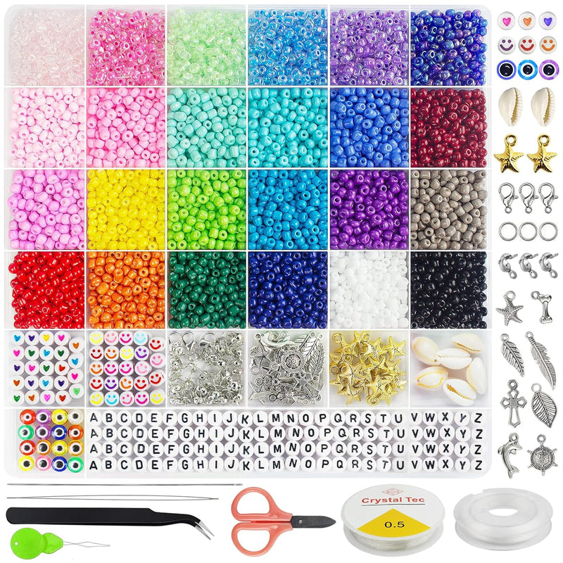 3400Pcs 4Mm Glass Seed Beads For Jewelry Bracelet Making Kit, Small Be