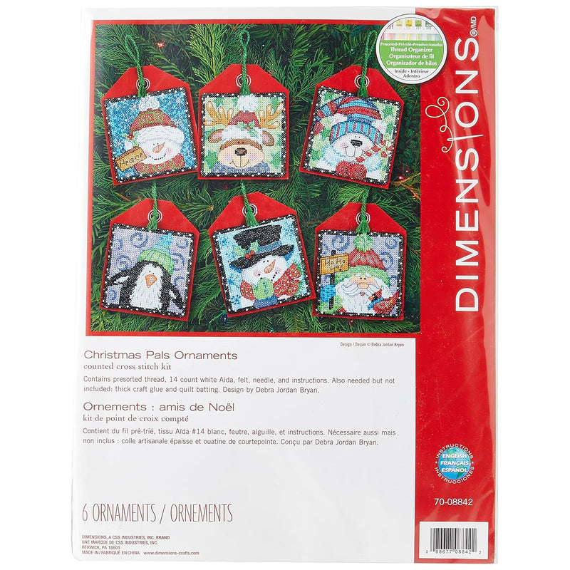 Counted Cross Stitch Christmas Pals Ornament Kit, 6 Pcs