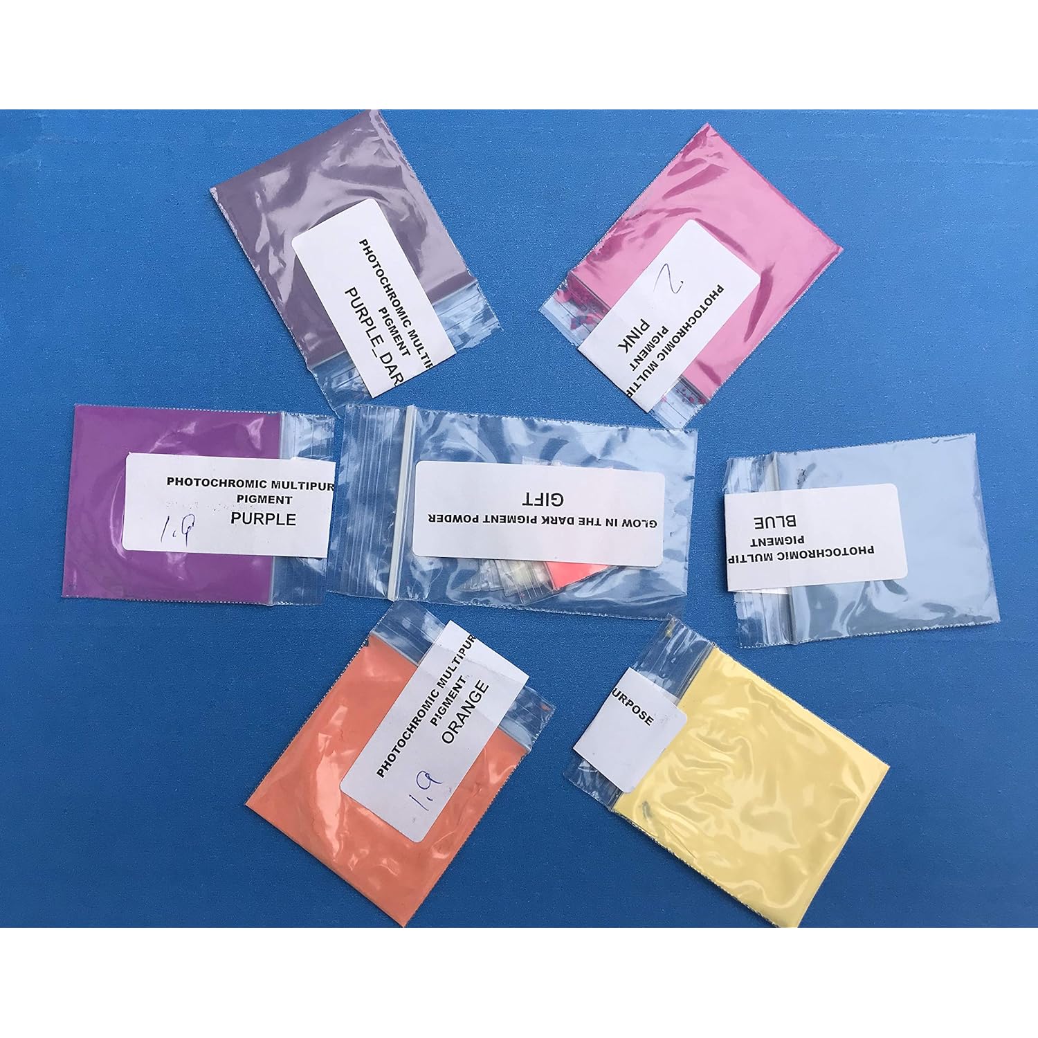 Photochromic_Uv Solar Activated Pigment. Set Of 6 Different Color. 2 Grams Each