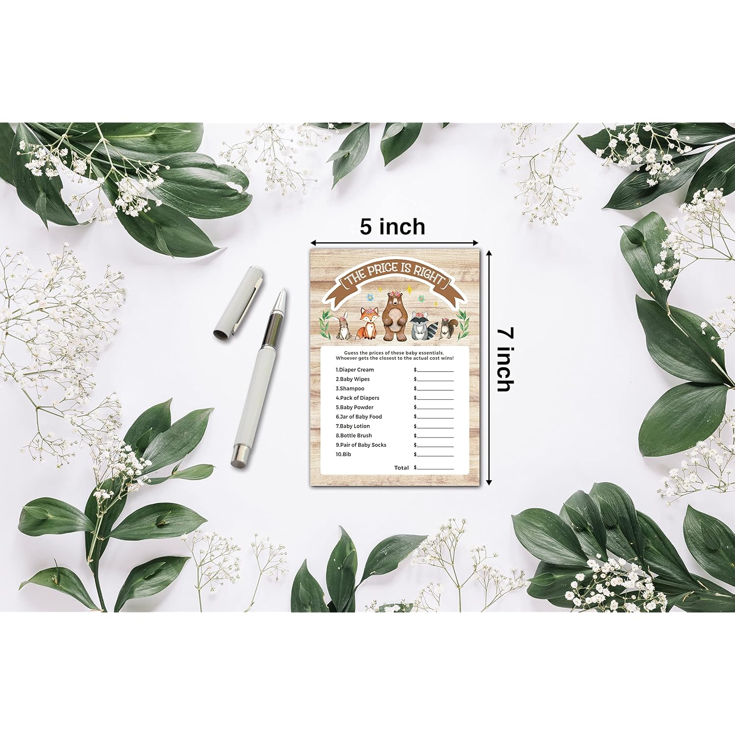 The Price Is Right Woodland Baby Shower Game - Safari Jungle Gender Reveal Party/Baby Bump Party Supplies Activities - Pack Of 30 Game Cards