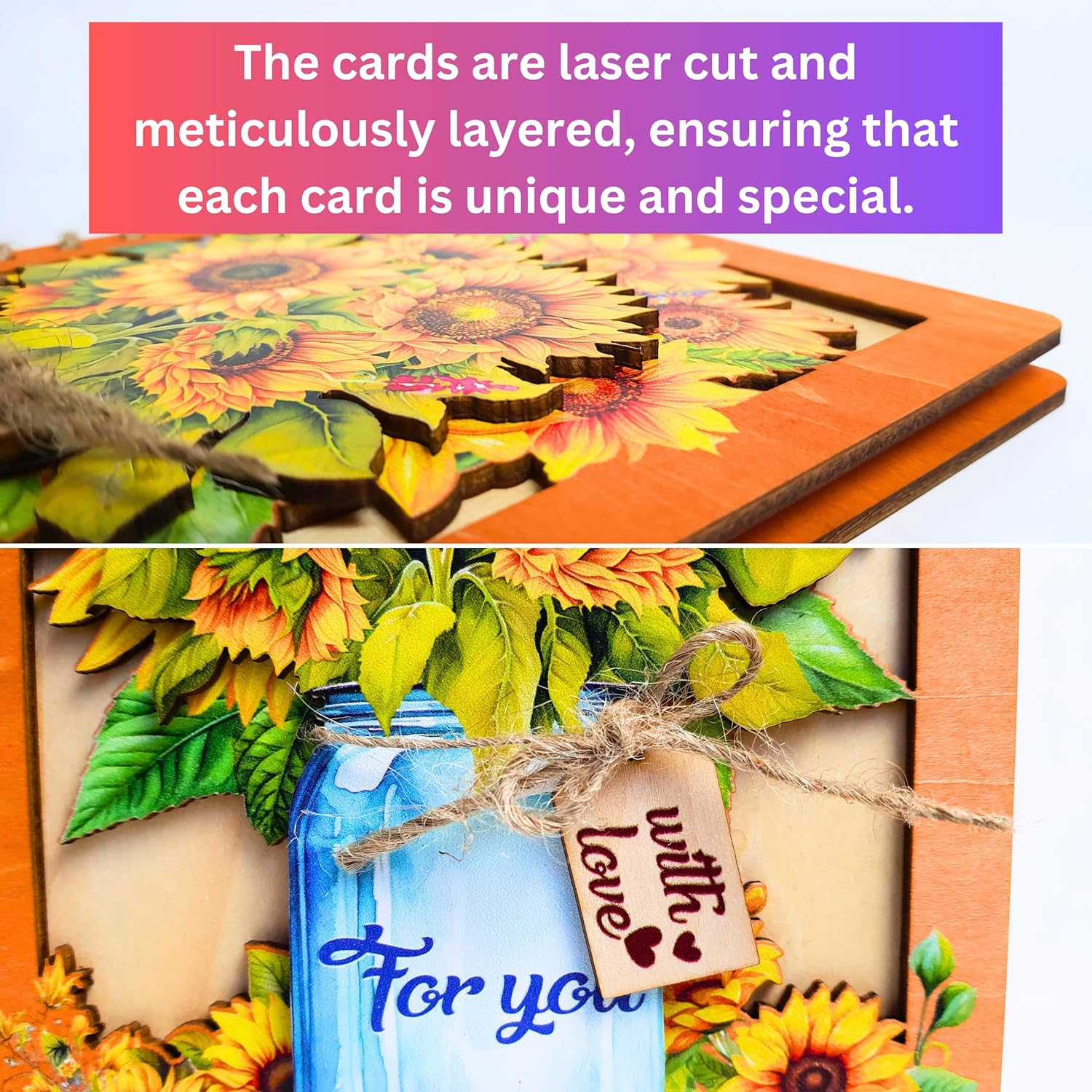 - Wooden Mothers Day Card, 6X8 In Sunflower Mother'S Day Card For Mom, Wife, Daughter, Sister, Grandma, Wood Birthday Gift For Women