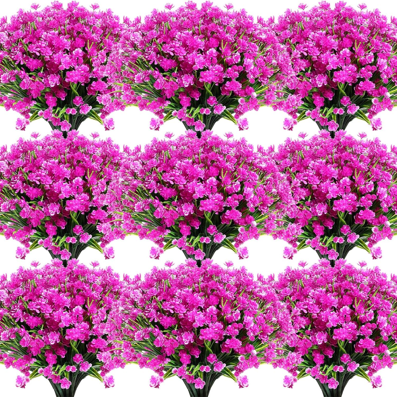 40 Bundles Outdoor Artificial Flowers Plants Uv Resistant Outside Fake Flowers Plastic Plants Outdoor Spring Summer Seasons Decoration Shrubs Garden Porch (Purple Red)