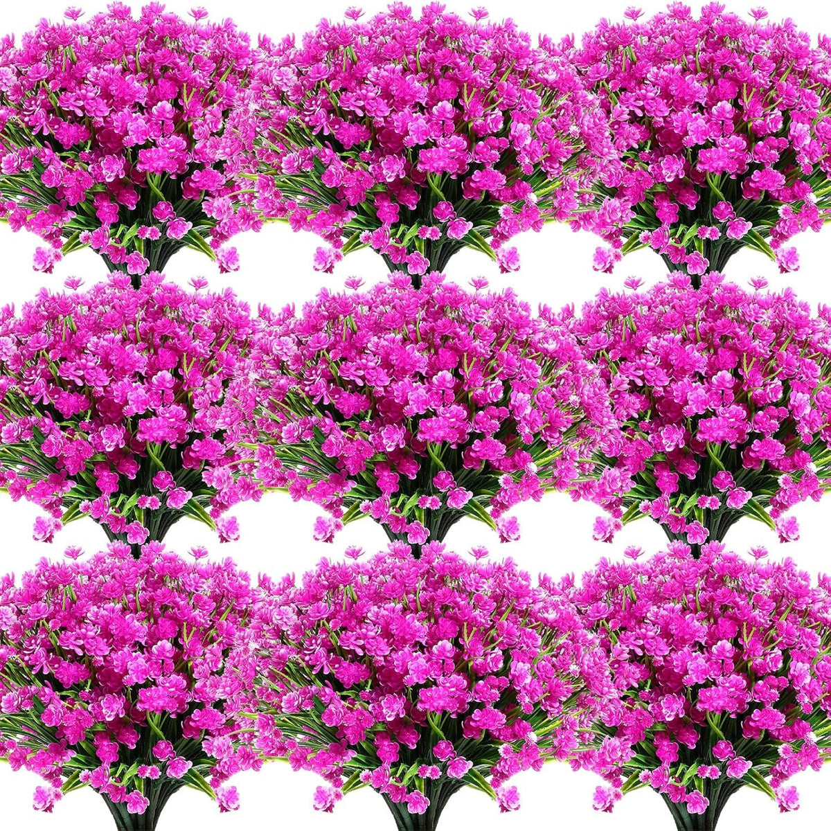 40 Bundles Outdoor Artificial Flowers Plants Uv Resistant Outside Fake Flowers Plastic Plants Outdoor Spring Summer Seasons Decoration Shrubs Garden Porch (Purple Red)