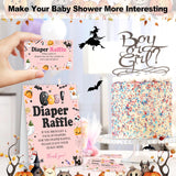 Halloween Baby Shower Games - 50 Diaper Raffle Tickets + 1 Self-Standing Sign - Diaper Raffle Party Game Sets For Baby Announcement Gender Reveal Decorations - B07