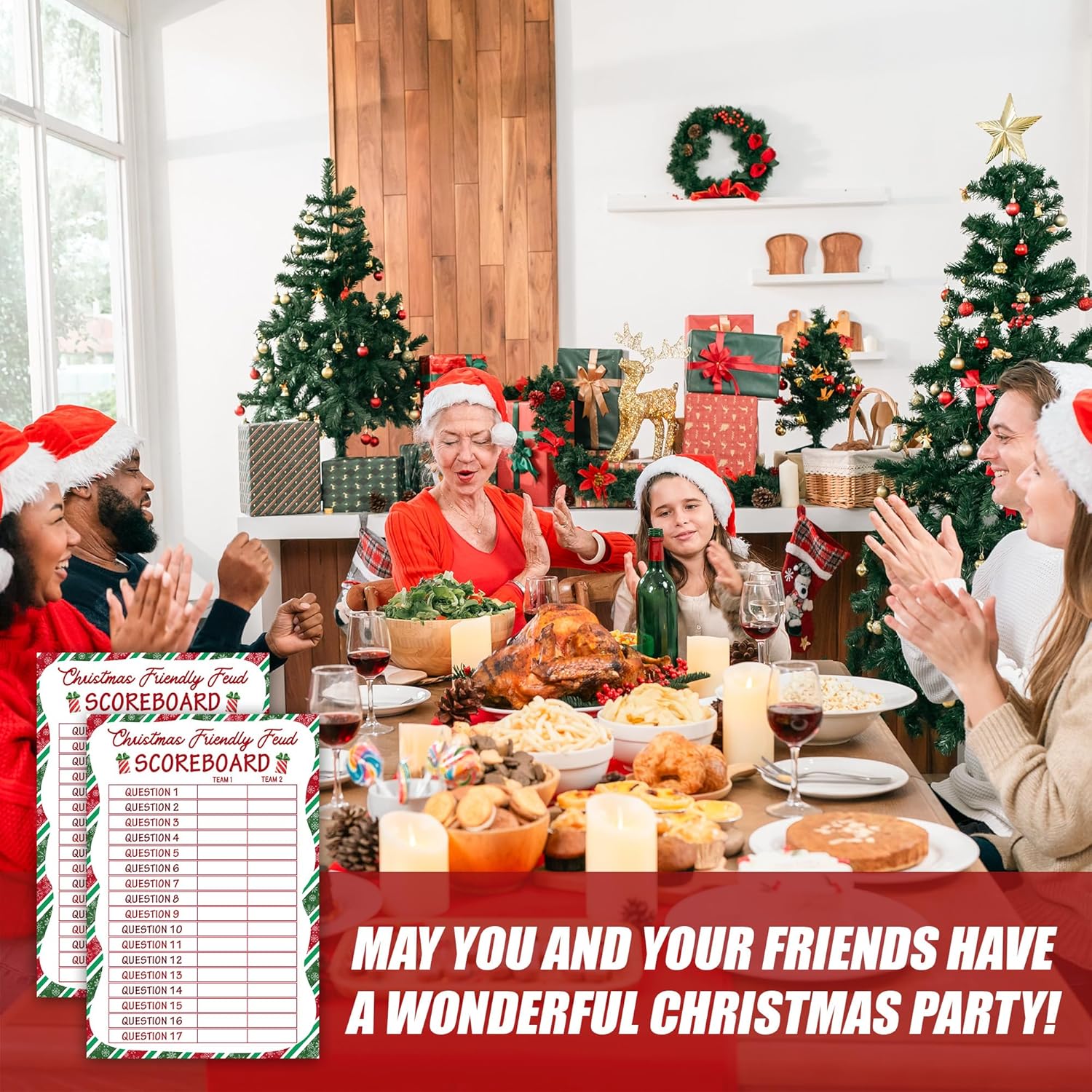 Christmas Friendly Feud Game, Funny Christmas Party Games, Friendly Feud Trivia Quiz For Family, Winter Xmas Holiday Party Supplies For Adults -10