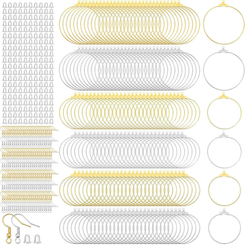 580 Pieces Earring Making Kit, Include 180 Pieces Round Beading Hoops Earring